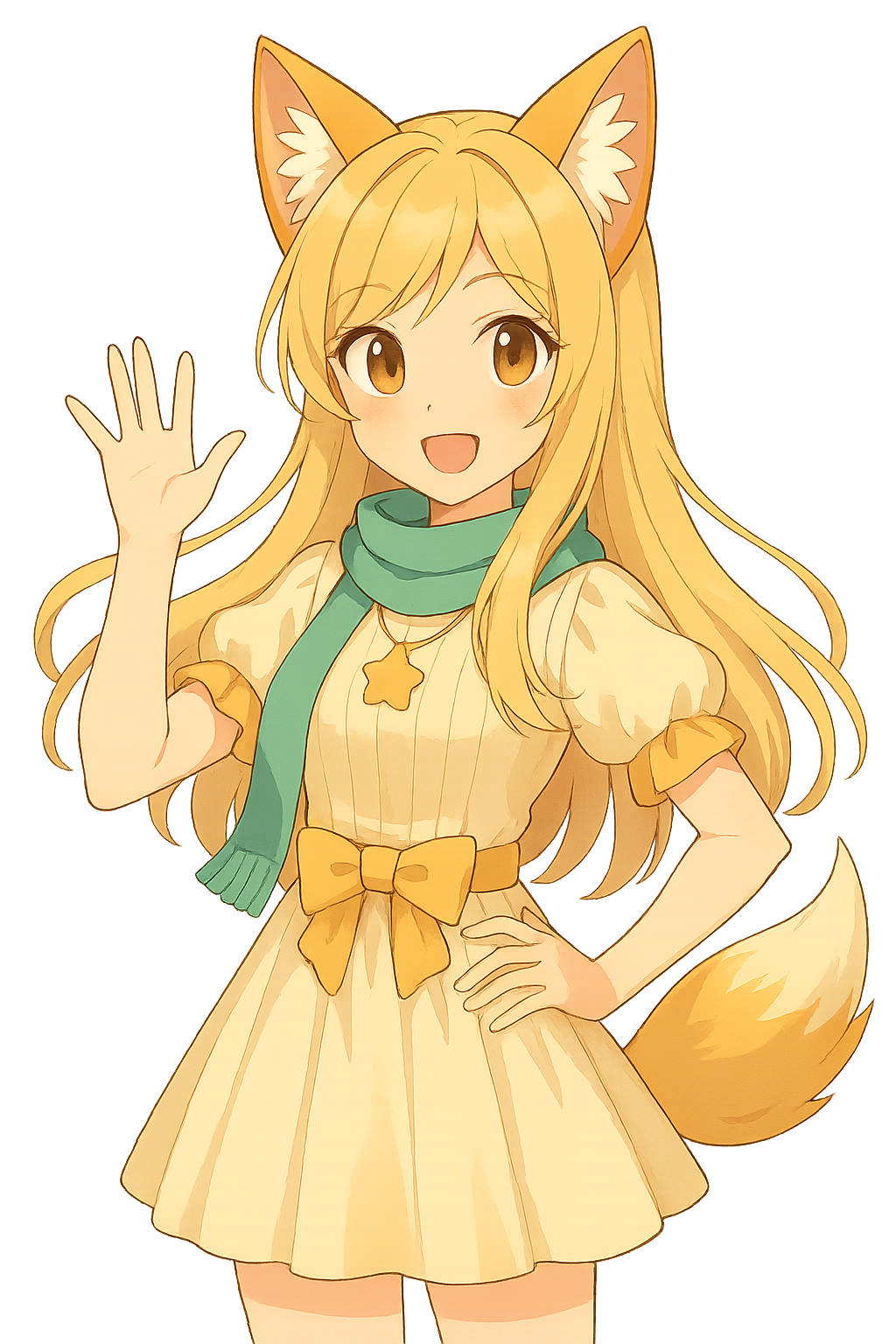 활기차게 인사하는 테나 일러스트